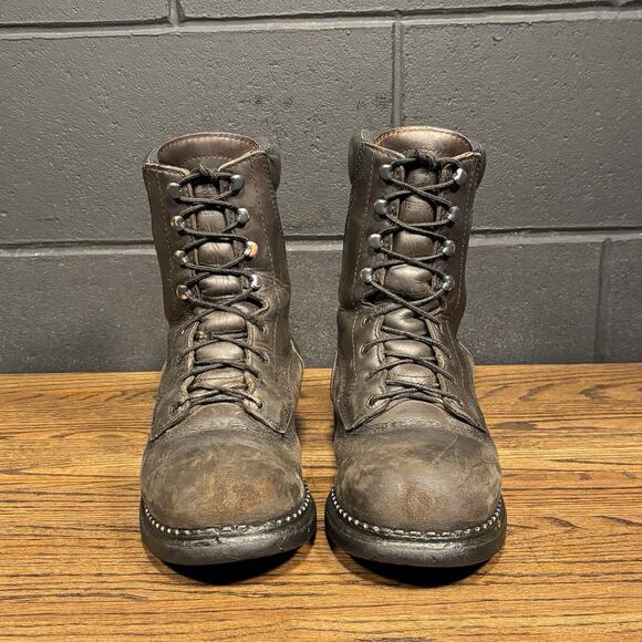 Vintage Red Wing 1411 Brown Leather 8” EH Work Boots Men’s 8 EE Made In USA - Picture 3 of 8